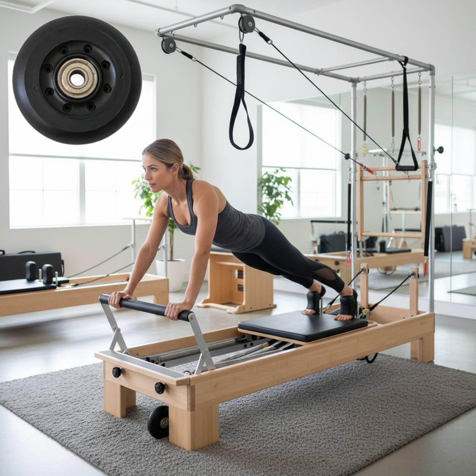 Home Gym Pilates - 필라테스 리포머 휠 블랙 여성용 유지보수