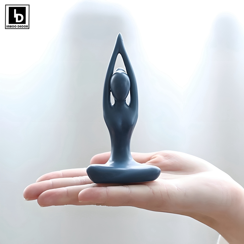Home Gym Zen - 추상적 요가 포즈 선 도자기 장식품,