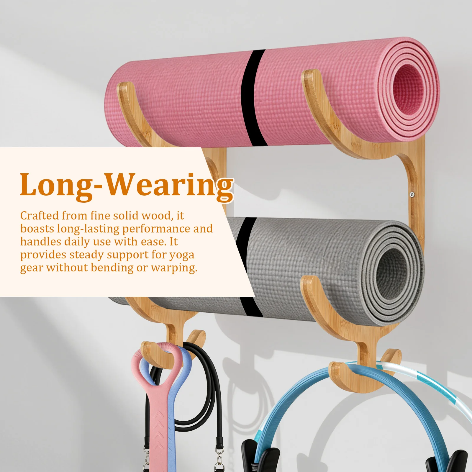 2Pcs 요가 매트 보관 랙 벽걸이형 나무 요가 매트  - Home Gym On Carpet 리뷰 및 가격