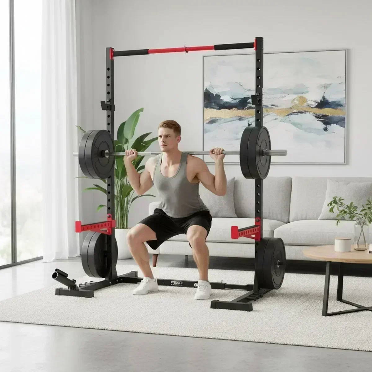조절 가능한 홈짐 스쿼트 랙, 풀업 바 포함, 고중량  - Home Gym Pull Up Bar 리뷰 및 가격