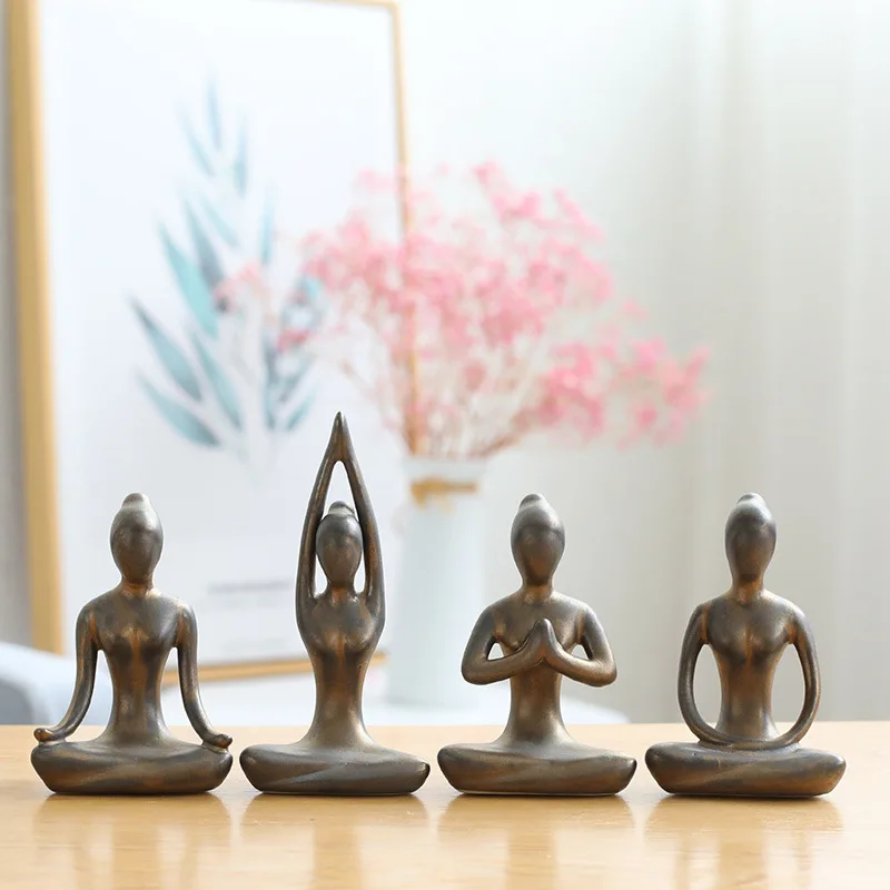 추상적 요가 포즈 선 도자기 장식품, 소녀 여성 피규어 - Home Gym Zen 리뷰 및 가격